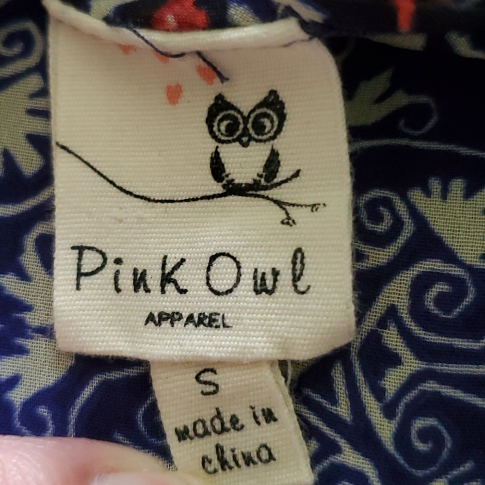 Pink Owl Dress With Crocheted Sleeves - Picture 2 of 4